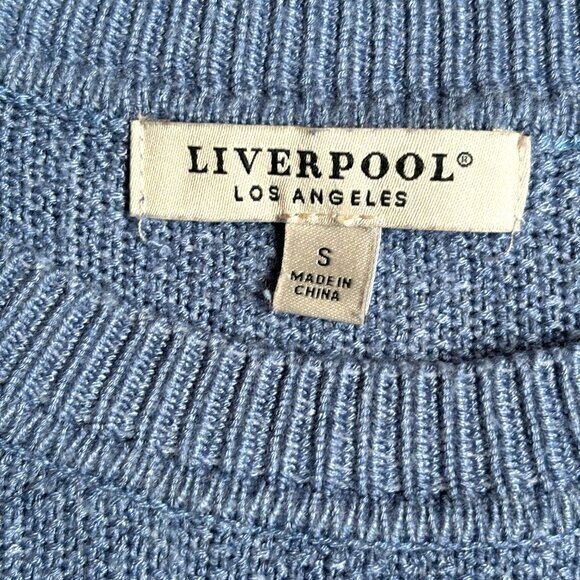 Liverpool Women's Sweater Size Small Light Blue Pointelle Pullover Crew Neck Bel - Picture 6 of 9
